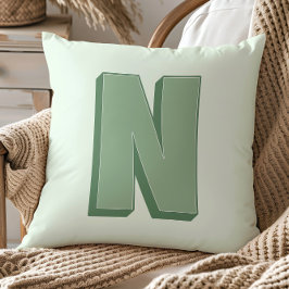 Cojín Decorativo Elegante Monograma de Letra N Personalizada Inicia