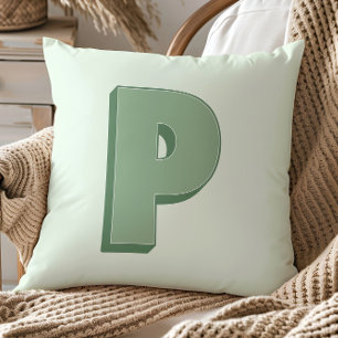 Cojín Decorativo Elegante Monograma de Letra P Inicial Personalizad