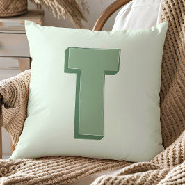 Cojín Decorativo Elegante Monograma De Letra T Inicial Personalizad