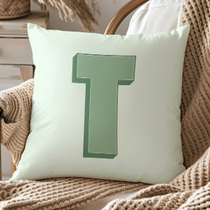 Cojín Decorativo Elegante Monograma De Letra T Inicial Personalizad