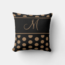 Elegante Monograma de puntos de polka marrón negro