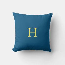 Cojín Decorativo Elegante Monograma en Azul Turquesa