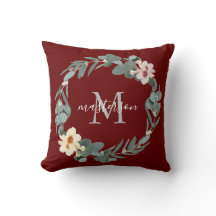 Elegante Monograma Floral Borgoña Eucalipto