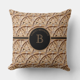 Cojín Decorativo Elegante Monograma Rústico de Casa de Campo Nombre