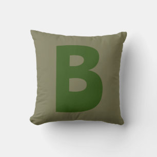 Cojín Decorativo Elegante Monograma Verde Letra inicial