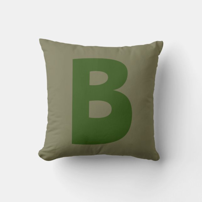 Cojín Decorativo Elegante Monograma Verde Letra inicial (Anverso)