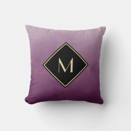 Cojín Decorativo Elegante Morado Bruñido Con Simple Monograma De Or