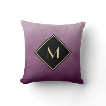 Elegante Morado Bruñido Con Simple Monograma De Or