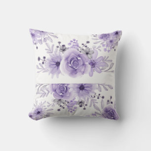 Cojín Decorativo Elegante morado Lavanda Floral acuarela