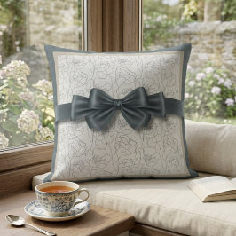 Cojín Decorativo Elegante Motivo de Cinta Gris Pizarra Moderno Deco