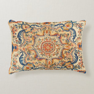Cojín Decorativo Elegante Naranja azul barroco vintage italiano