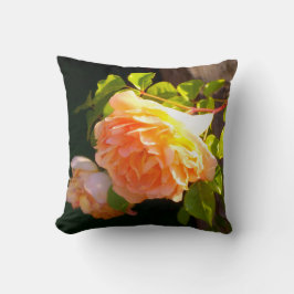 Cojín Decorativo Elegante naranja clásico rosas de melocotón floral