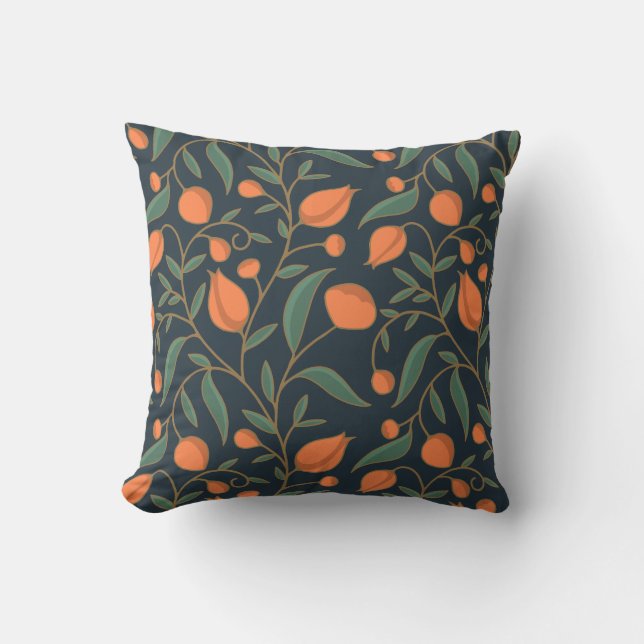 Cojín Decorativo Elegante Naranja de inspiración Art Nouveau Vining (Anverso)
