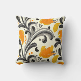 Cojín Decorativo Elegante Naranja de inspiración rococó y diseño ne