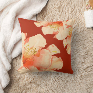 Cojín Decorativo Elegante Naranja floral