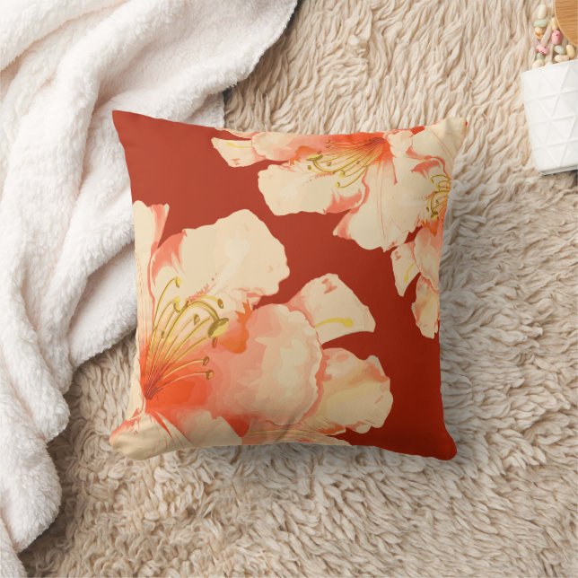 Cojín Decorativo Elegante Naranja floral (Manta)