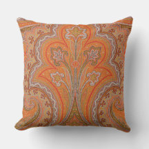 Cojín decorativo elegante Naranja parisino Paisley