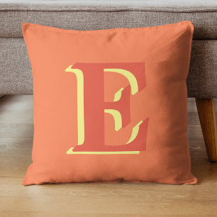 Cojín Decorativo Elegante Naranja Rojo 3D Letra inicial Coral