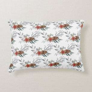 Cojín Decorativo Elegante Navidad Botánica Acuarela Festiva