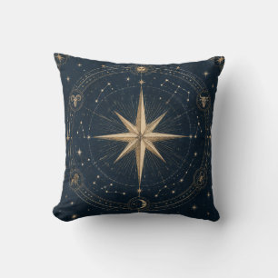 Cojín Decorativo Elegante Navidad Celestial, Vintage de Ocho Puntas