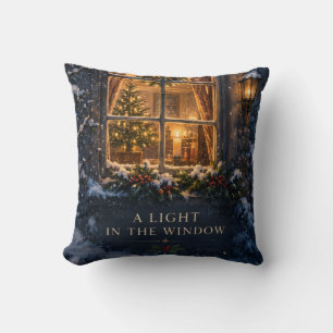 Cojín Decorativo Elegante Navidad, Luz Acogedora en la Ventana de I