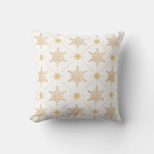 Cojín Decorativo Elegante Navidades Faux Gold Snowflakes Patttern