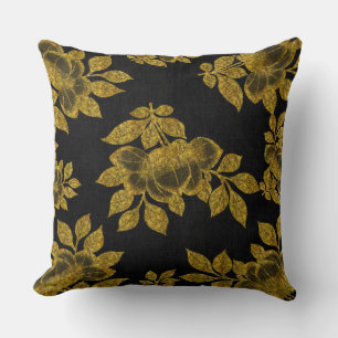 Cojín Decorativo Elegante negro con Purpurina dorado/Relieve metali