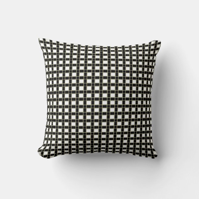 Cojín Decorativo Elegante negro y blanco a cuadros de verificación (Anverso)