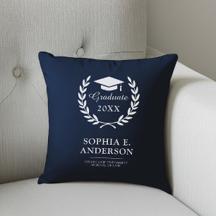 Cojín Decorativo Elegante nombre de graduación y año mantener azul 
