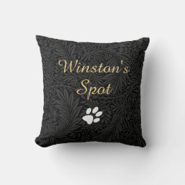Cojín Decorativo Elegante nombre de mascota floral negro con guión 