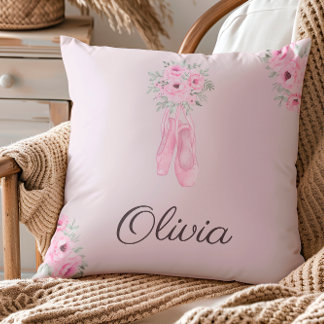 Cojín Decorativo Elegante nombre personalizado de Ballerina Floral 