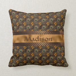 Cojín Decorativo Elegante nombre Verde azulado Peacock personalizad