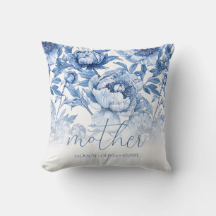 Cojín Decorativo Elegante nombres de niños florales azules guion Ma