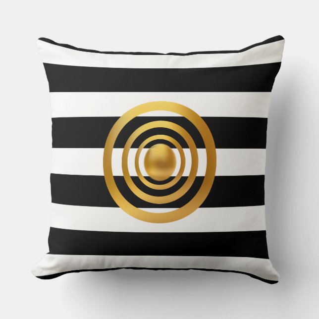 Cojín Decorativo Elegante oro, negro y blanco (Anverso)