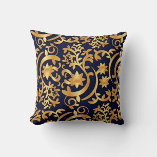 Cojín Decorativo Elegante oro y azul marino oscuro