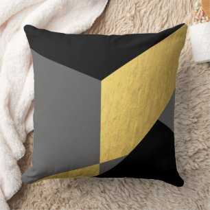 Cojín Decorativo Elegante oro y geométrico negro