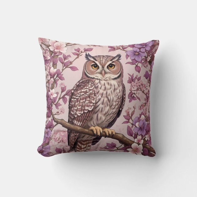 Cojín Decorativo Elegante Oveja Floral Púrpura (Anverso)