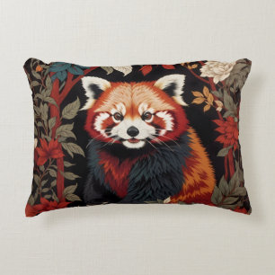 Cojín Decorativo Elegante Panda Rojo William Morris Inspirado Flora