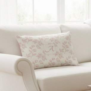 Cojín Decorativo Elegante Papel Rojo Rojo Monograma Chintz