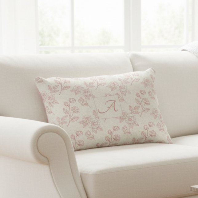 Cojín Decorativo Elegante Papel Rojo Rojo Monograma Chintz (Subido por el creador)