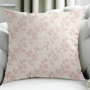 Cojín Decorativo Elegante Papel Rojo Rojo Monograma Chintz
