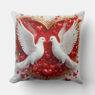 Cojín Decorativo Elegante par de palomas que simbolizan el amor y l