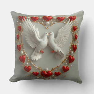 Cojín Decorativo Elegante par de palomas que simbolizan el amor y l