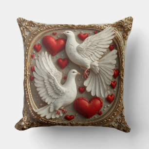 Cojín Decorativo Elegante par de palomas que simbolizan el amor y l