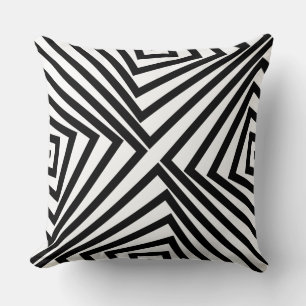 Cojín Decorativo Elegante Patrón Angular Negro Blanco