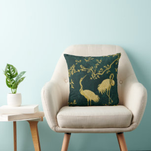 Cojín Decorativo Elegante patrón artístico de grullas Aves de gru