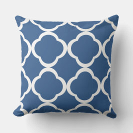 Cojín Decorativo Elegante patrón azul de quatrefoil