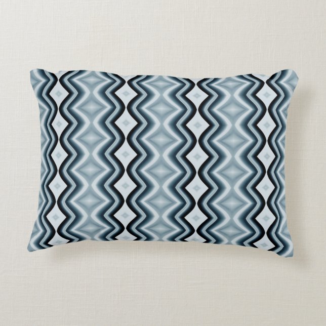 Cojín Decorativo Elegante patrón azul ondulado (Reverso)