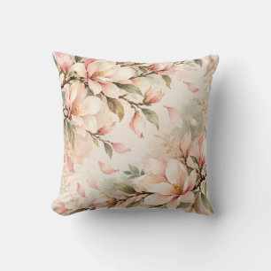 Cojín Decorativo Elegante patrón botánico de flor de magnolia