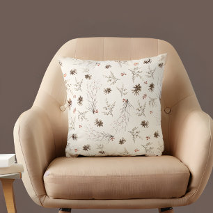 Cojín Decorativo Elegante patrón de acuarela de bosque con Winterbe